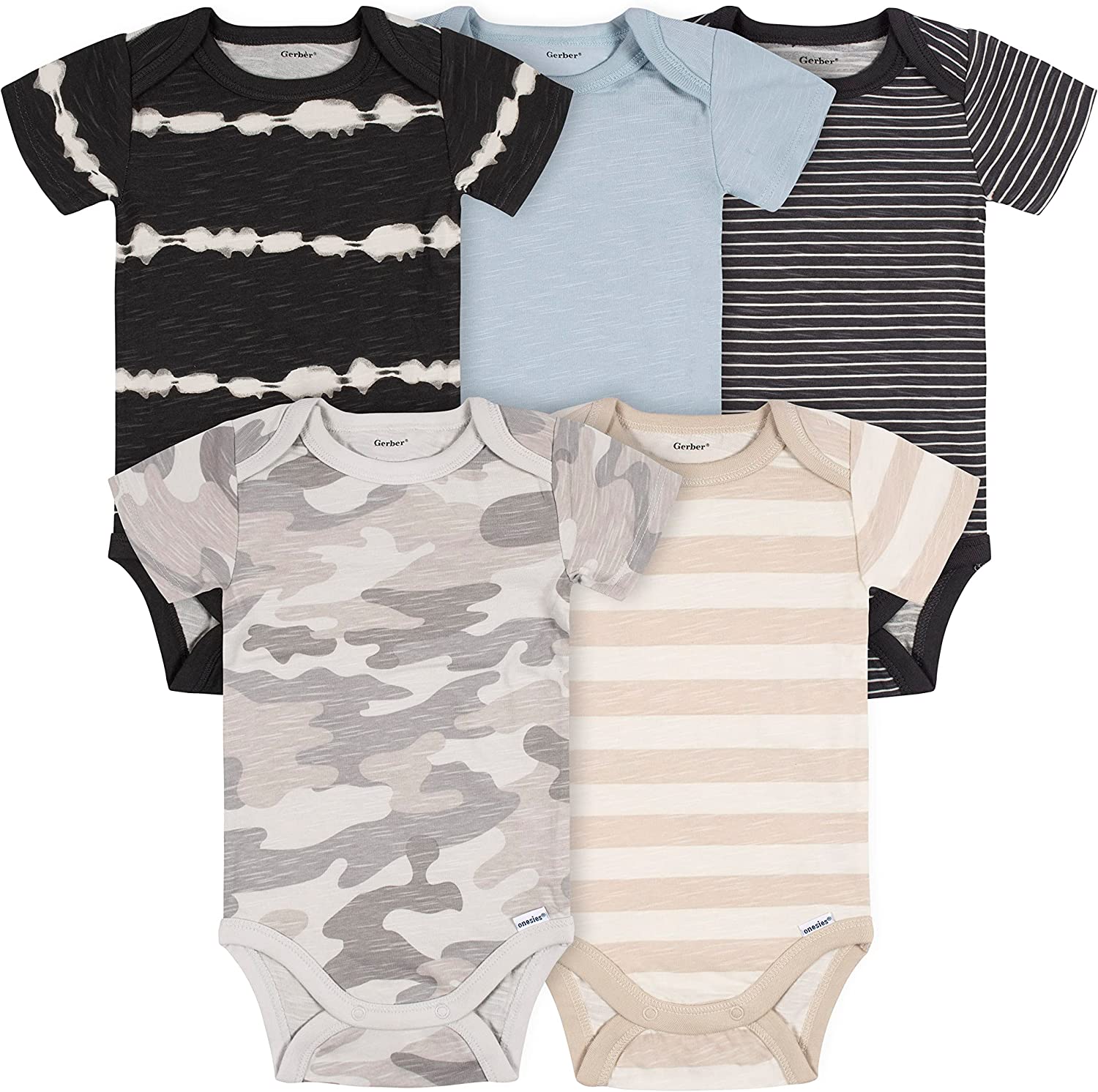230816074215228_1 Gerber baby-boys 5-pack Short Sleeve Variety Onesies Bodysuits - Image 1
